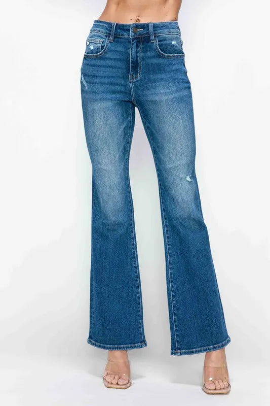 bytos Full Size High Rise Bootcut Jeans with Pockets - Alwesbo Fashion