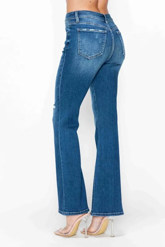 bytos Full Size High Rise Bootcut Jeans with Pockets - Alwesbo Fashion
